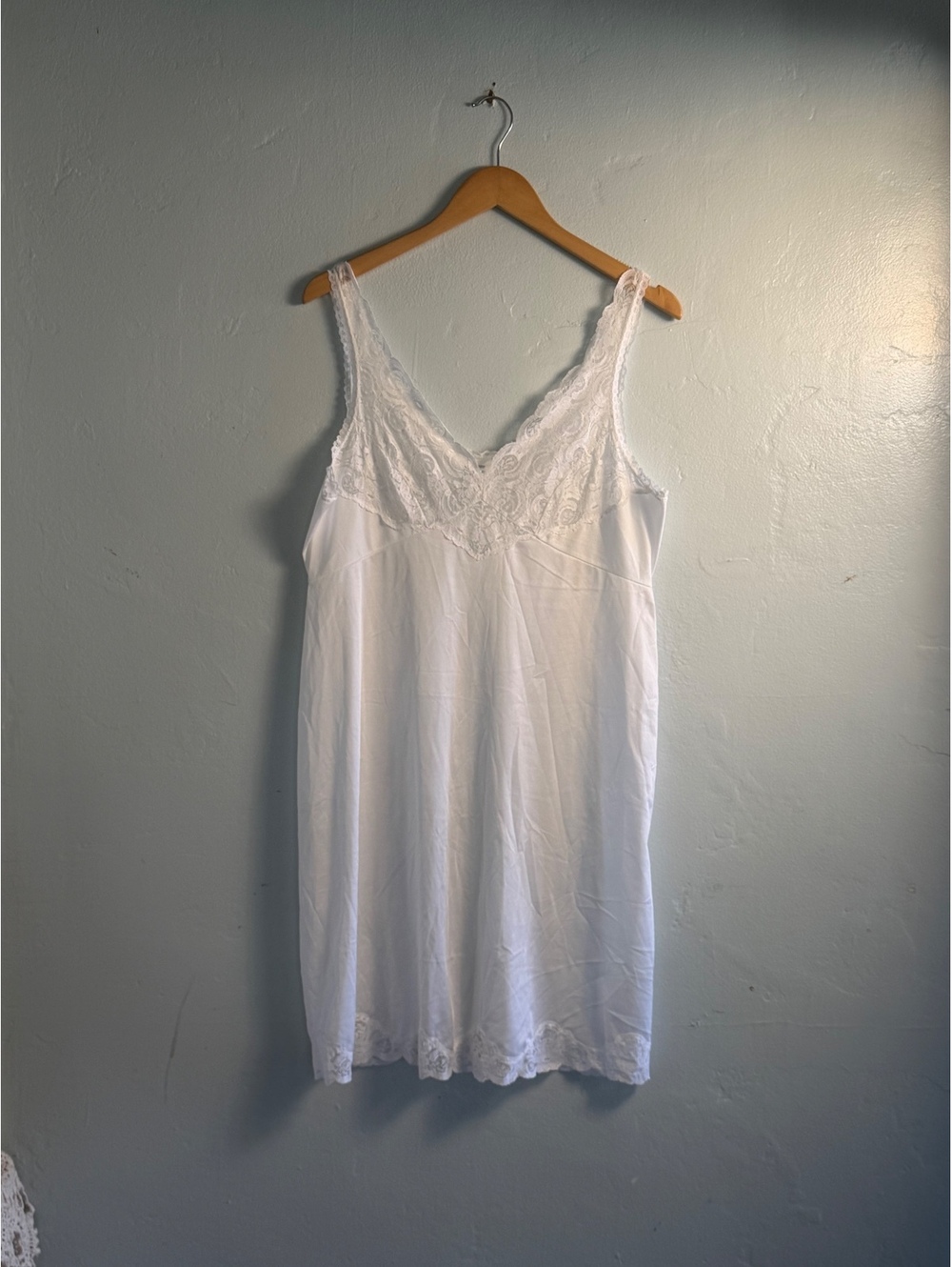 White Lace Trim Slip Dress
